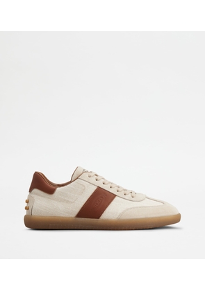 Tod's - Tabs Sneakers in Fabric and Suede, BROWN,BEIGE, 10 - Shoes