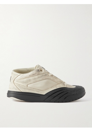 Givenchy - Distressed Rubber-Trimmed Leather and Mesh Sneakers - Men - Neutrals - EU 40