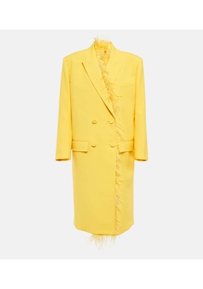 Valentino Feather-trimmed virgin wool coat