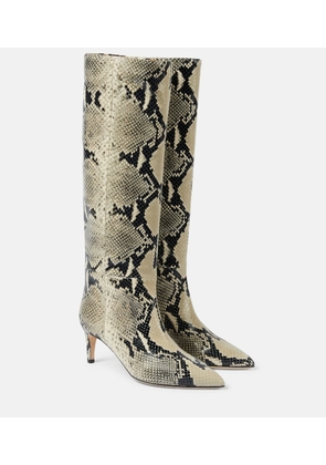 Paris Texas Stiletto 60 snake-effect leather knee-high boots