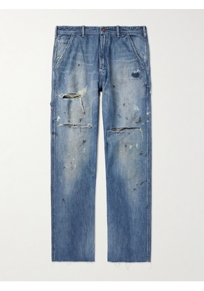 SAINT Mxxxxxx - Straight-Leg Distressed Paint-Spattered Jeans - Men - Blue - S