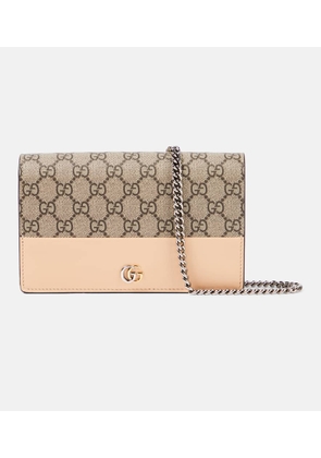 Gucci GG Marmont leather-trimmed wallet on chain