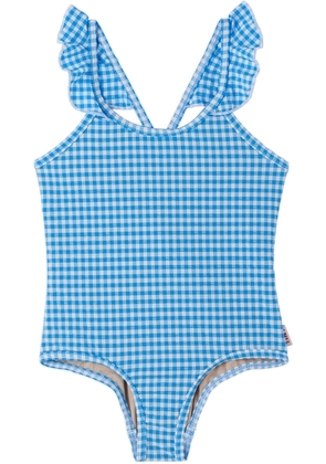 TINYCOTTONS Baby Blue Vichy Frills & Strappy Swimsuit