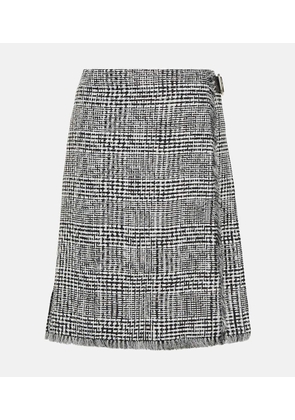 Burberry Houndstooth high-rise wrap skirt