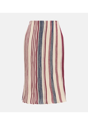 Bottega Veneta Striped linen and cotton midi skirt