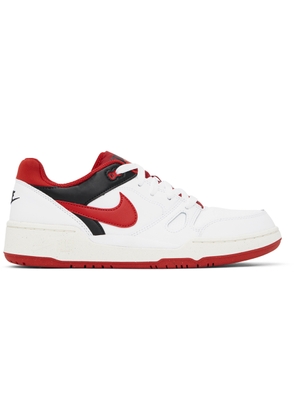 Nike White & Red Full Force Low Sneakers