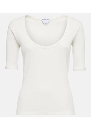 Bottega Veneta Ribbed-knit cotton-blend jersey top