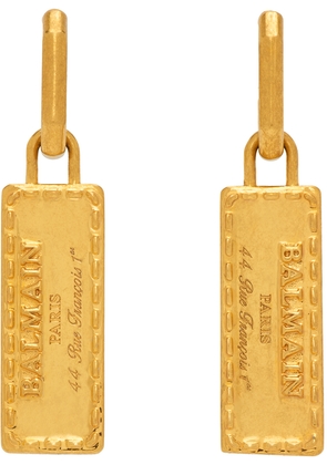 Balmain Gold Signature Tubular Earrings
