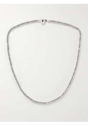 Mikia - Sterling Silver Hematite Beaded Necklace - Men - Silver