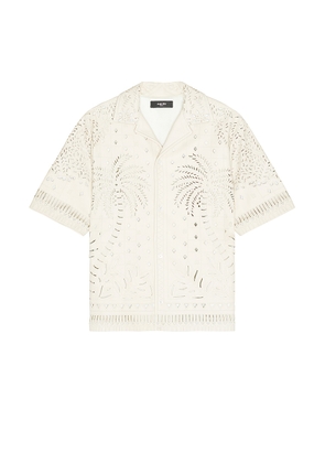 Amiri Palm Tree Laser Shirt in Birch - White. Size 46 (also in 48).