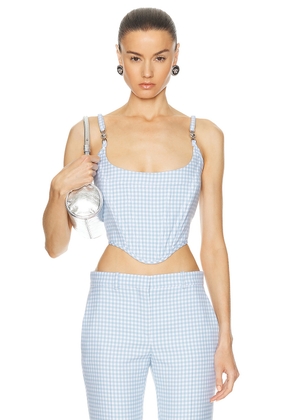 VERSACE Bustier Top in Pale Blue & White - Blue. Size 38 (also in 36, 40, 42).