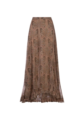 Etro Long Crepon Skirt With Print