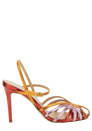 Semicouture Tricolor Mirrored Sandal With Front Cage In Faux Leather Woman