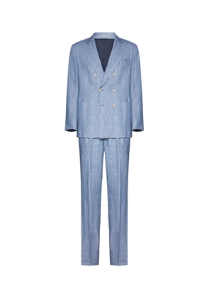 Brunello Cucinelli Double-Breasted Striped Tailored Suit
