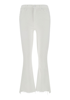 Mother White Cropped Jeans With Flared Bottom In Cotton Blend Denim Woman