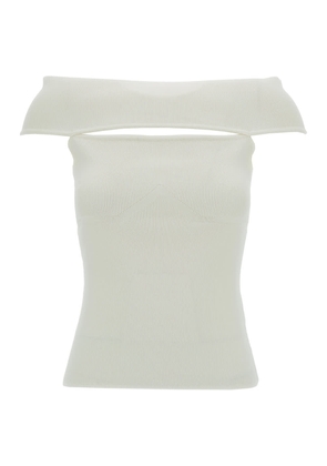Federica Tosi White Off-Shoulder Top With Cut-Out In Ribbed Viscose Blend Woman