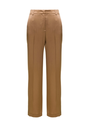 Alberta Ferretti Light Brown Straight Medium Waist Pants In Silk Blend Woman