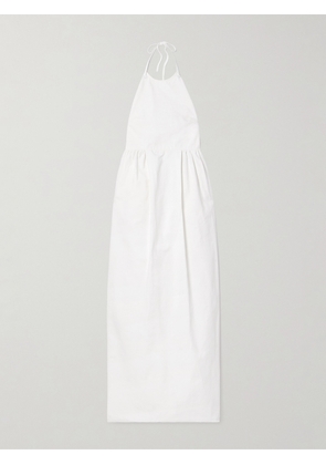 Max Mara - Europa Open-back Pleated Cotton-canvas Maxi Dress - White - UK 4,UK 6,UK 8,UK 10,UK 12,UK 14,UK 16