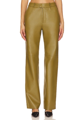Camila Coelho Rhodes Leather Pants in Olive. Size S, XS, XXS.
