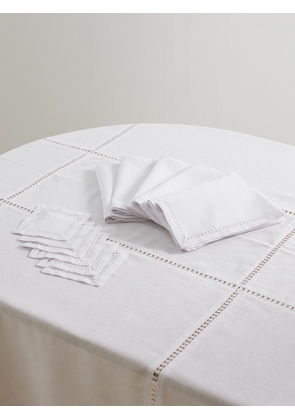 Gohar World - The Well Dressed Table Lace-trimmed Cotton And Linen-blend Tablecloth And Set Of Six Dinner And Cocktail Napkins - White - One size