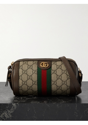 Gucci - Ophidia Mini Leather And Webbing-trimmed Printed Coated-canvas Shoulder Bag - Neutrals - One size