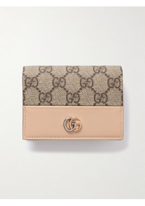 Gucci - Petite Marmont Coated-canvas And Textured-leather Wallet - Neutrals - One size