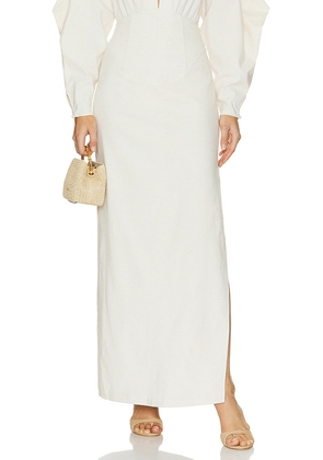 Andrea Iyamah Lino Corset Skirt in White. Size S, XL/1X, XS.