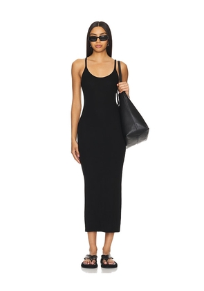 Enza Costa Silk Rib U Neck Maxi Dress in Black. Size M, S, XL, XS.