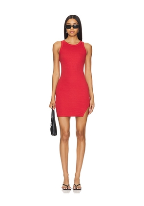 Enza Costa Slit Mini Dress in Red. Size M, S, XL, XS.