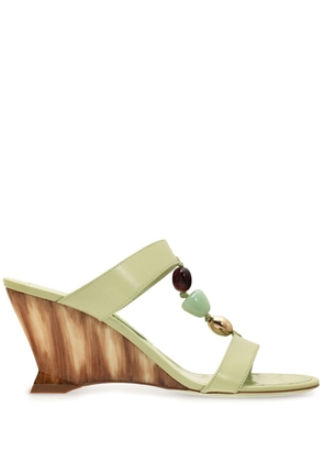 Ferragamo beaded wedge sandals - Green