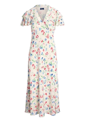 Polo Ralph Lauren floral-print silk midi dress - Neutrals