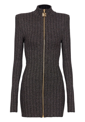 Balmain lurex-knit zipped minidress - Grey