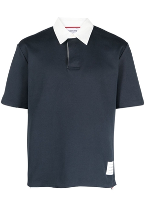 Thom Browne logo-patch polo shirt - Blue