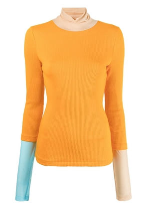 Enföld layered contrast-cuff knitted top - Orange