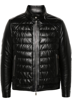 Moorer Gilles-P3 leather padded jacket - Black