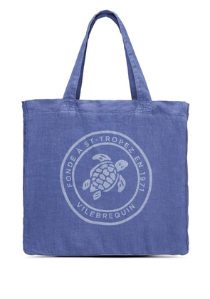 Vilebrequin turtle-print linen tote bag - Blue