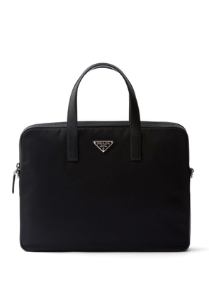 Prada Re-Nylon leather-trimmed briefcase - Black