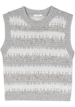 Peserico sequin-embellished striped knitted top - White