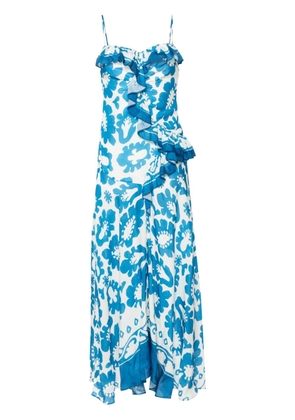 SANDRO floral ruffled maxi dress - Blue
