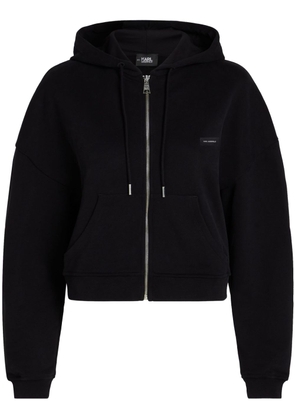Karl Lagerfeld logo patch zipped hoodie - Black