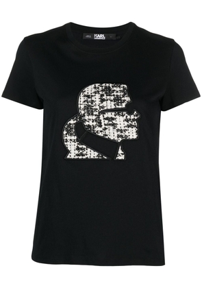 Karl Lagerfeld logo-patch organic-cotton T-shirt - Black