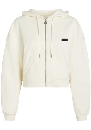 Karl Lagerfeld logo patch zipped hoodie - Neutrals