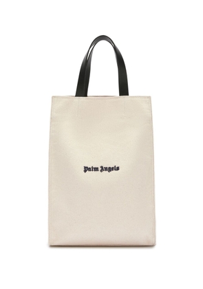 Palm Angels logo-embroidered cotton tote bag - Neutrals