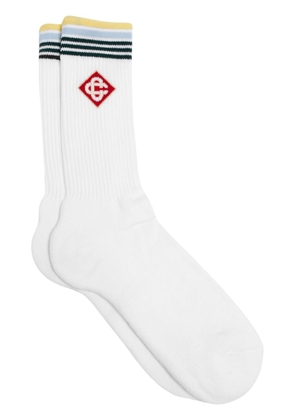 Casablanca Stripe Monogram socks - White