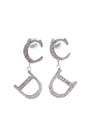 Christian Dior Pre-Owned silver plated CD-logo rhinestone earrings