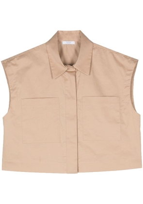 Peserico sleeveless cotton cropped shirt - Brown