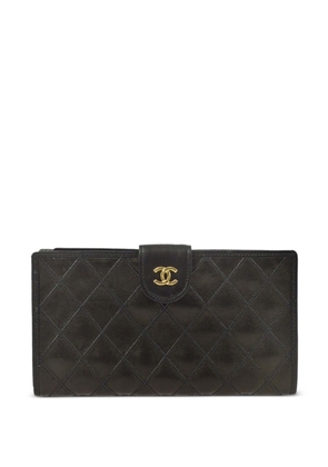 CHANEL Pre-Owned 1992 diamond-stitching CC wallet - Black