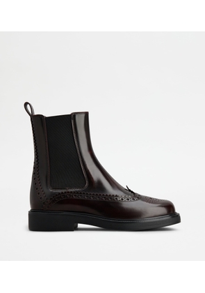 Tod's - Ankle Boots in Leather, BURGUNDY, 35 - Shoes