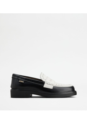 Tod's - Loafers in Leather, WHITE,BLACK, 36 - Shoes