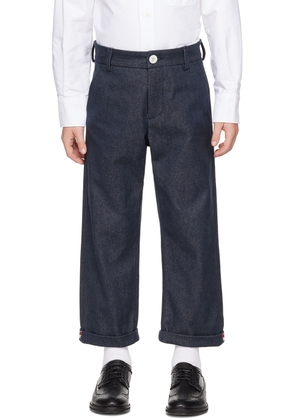 Thom Browne Kids Navy Rolled Cuff Denim Trousers